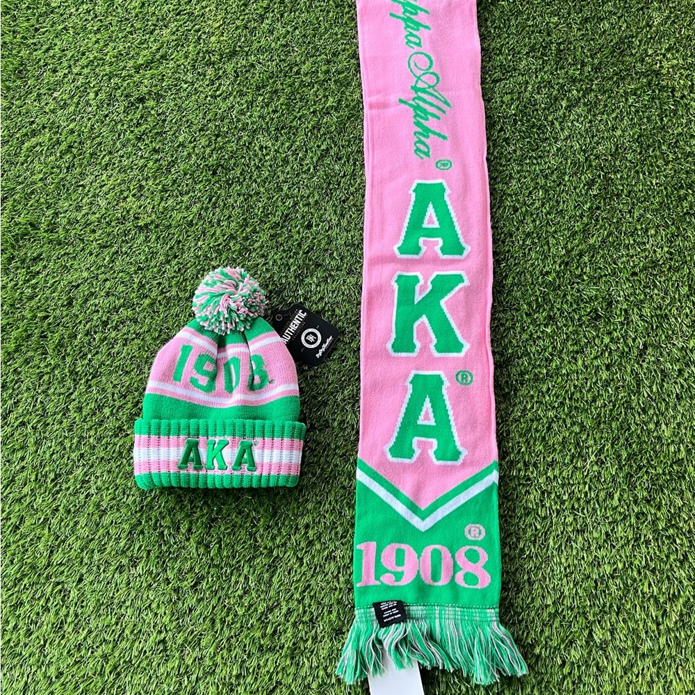 💥 AKA Alpha Kappa Alpha Scarf and Knit Beanie/Cap - Picture 4 of 5